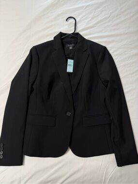 Ann Taylor Black Single-Button Tailored Blazer NWT 4P